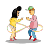 Happy cartoon couple dances "Footloose" style, celebrating freedom from unfair energy and broadband industry practices with Electric Kiwi. Making things better!