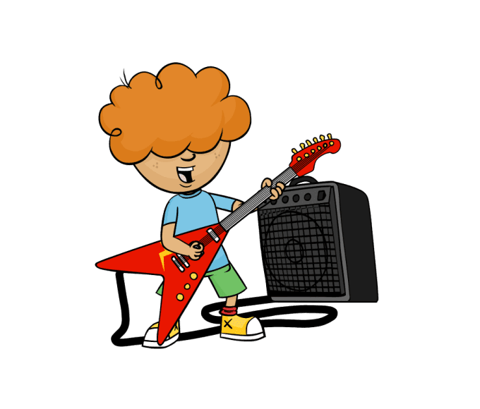 Ekay, Electric Kiwi’s cartoon mascot, rocking out on an electric guitar to celebrate new power customers